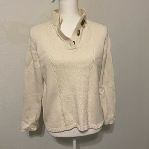 Christopher & Banks Cream Cowl Neck Sweater with Button Accents